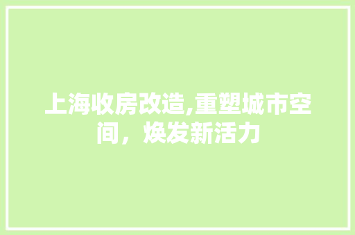 上海收房改造,重塑城市空间，焕发新活力