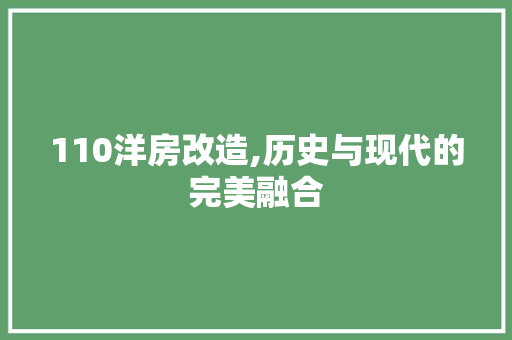 110洋房改造,历史与现代的完美融合