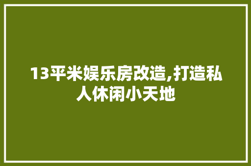 13平米娱乐房改造,打造私人休闲小天地