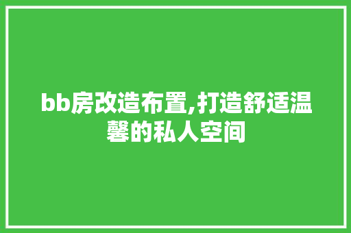 bb房改造布置,打造舒适温馨的私人空间