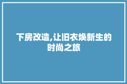 下房改造,让旧衣焕新生的时尚之旅