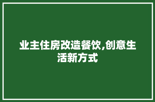 业主住房改造餐饮,创意生活新方式