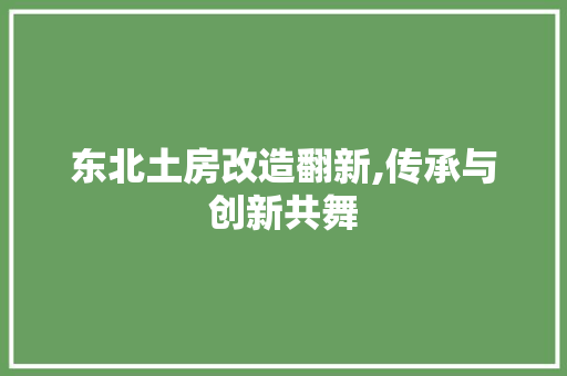 东北土房改造翻新,传承与创新共舞