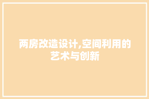 两房改造设计,空间利用的艺术与创新