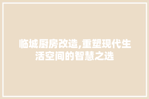 临城厨房改造,重塑现代生活空间的智慧之选