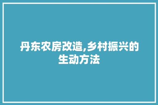 丹东农房改造,乡村振兴的生动方法