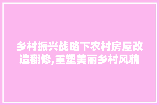 乡村振兴战略下农村房屋改造翻修,重塑美丽乡村风貌