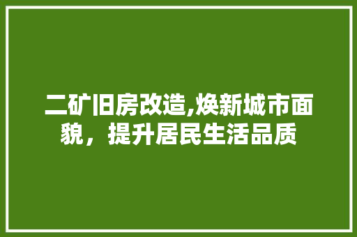 二矿旧房改造,焕新城市面貌，提升居民生活品质
