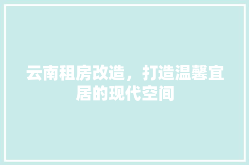 云南租房改造，打造温馨宜居的现代空间