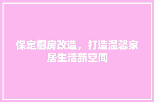 保定厨房改造，打造温馨家居生活新空间