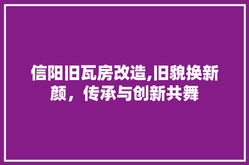 信阳旧瓦房改造,旧貌换新颜，传承与创新共舞