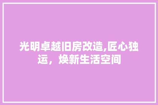 光明卓越旧房改造,匠心独运，焕新生活空间