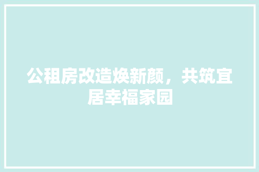 公租房改造焕新颜，共筑宜居幸福家园