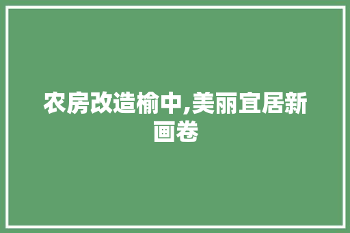 农房改造榆中,美丽宜居新画卷