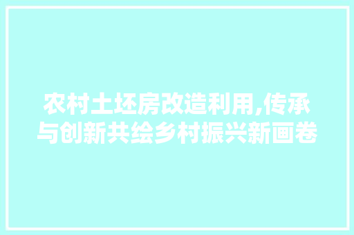农村土坯房改造利用,传承与创新共绘乡村振兴新画卷