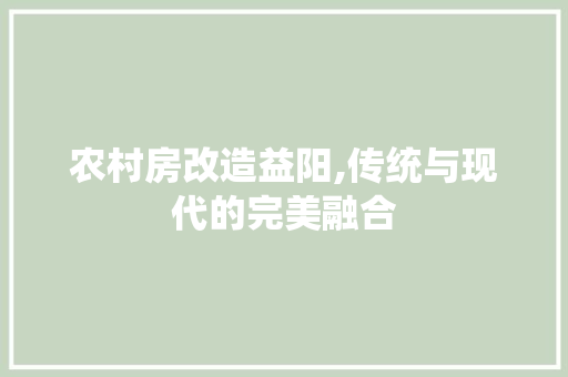 农村房改造益阳,传统与现代的完美融合