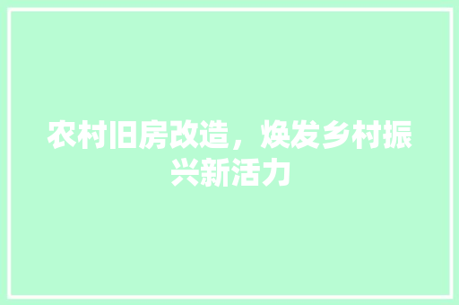 农村旧房改造，焕发乡村振兴新活力 铝合金门