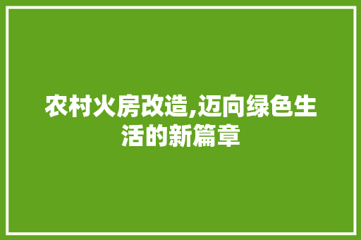 农村火房改造,迈向绿色生活的新篇章