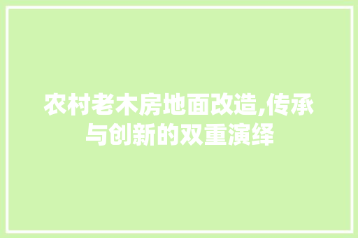 农村老木房地面改造,传承与创新的双重演绎