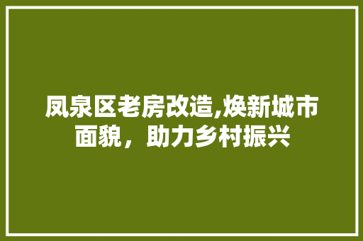 凤泉区老房改造,焕新城市面貌，助力乡村振兴