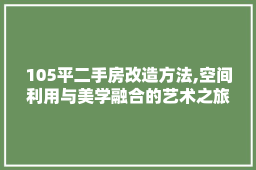 105平二手房改造方法,空间利用与美学融合的艺术之旅