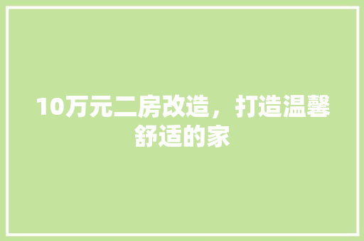 10万元二房改造，打造温馨舒适的家