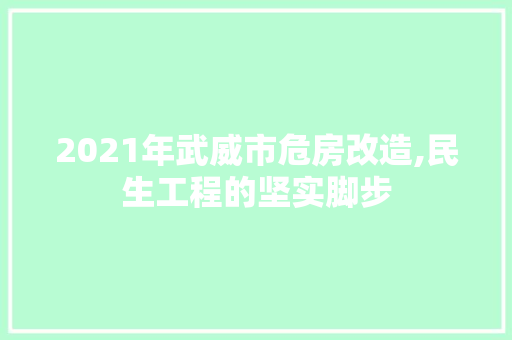 2021年武威市危房改造,民生工程的坚实脚步