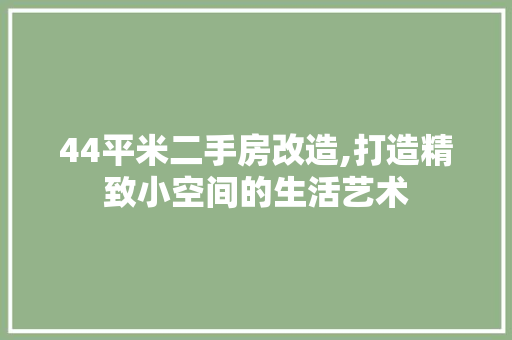 44平米二手房改造,打造精致小空间的生活艺术