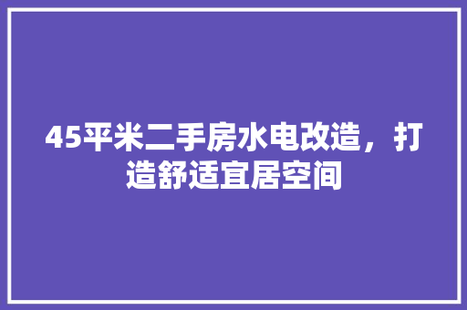 45平米二手房水电改造，打造舒适宜居空间
