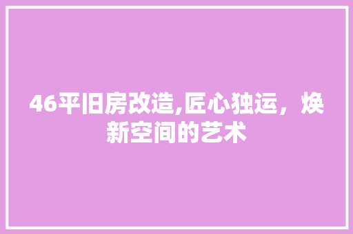 46平旧房改造,匠心独运，焕新空间的艺术
