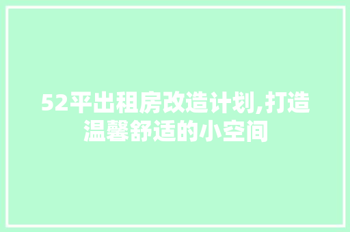 52平出租房改造计划,打造温馨舒适的小空间