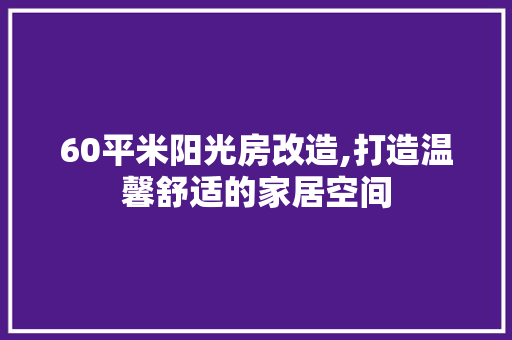 60平米阳光房改造,打造温馨舒适的家居空间