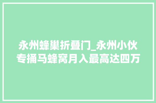永州蜂巢折叠门_永州小伙专捅马蜂窝月入最高达四万