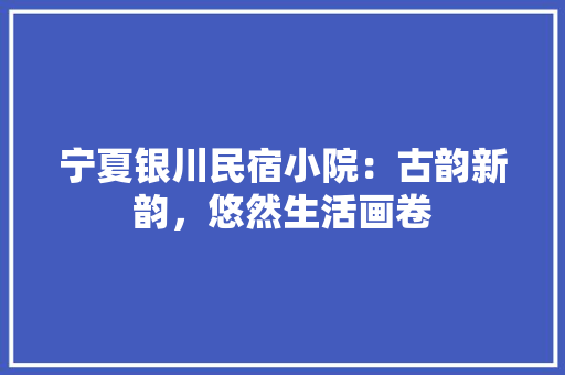 宁夏银川民宿小院：古韵新韵，悠然生活画卷