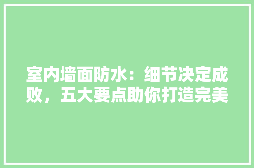 室内墙面防水：细节决定成败，五大要点助你打造完美家居