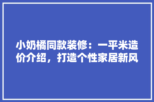 小奶橘同款装修：一平米造价介绍，打造个性家居新风尚