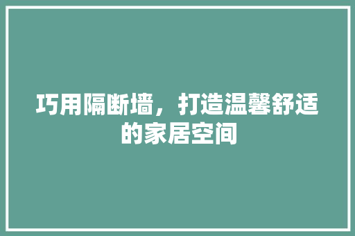 巧用隔断墙，打造温馨舒适的家居空间