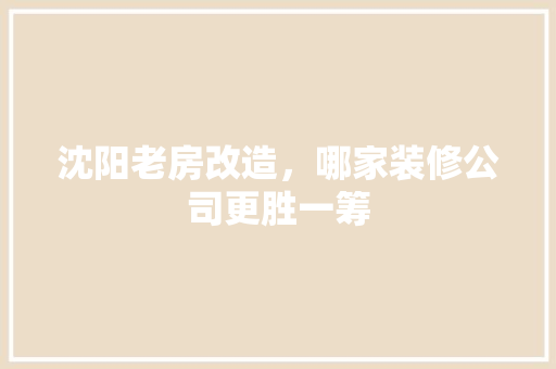 沈阳老房改造，哪家装修公司更胜一筹