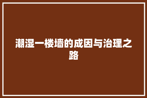 潮湿一楼墙的成因与治理之路