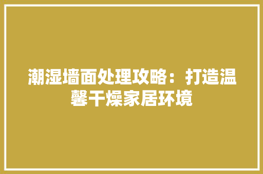 潮湿墙面处理攻略：打造温馨干燥家居环境