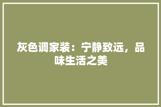 灰色调家装：宁静致远，品味生活之美