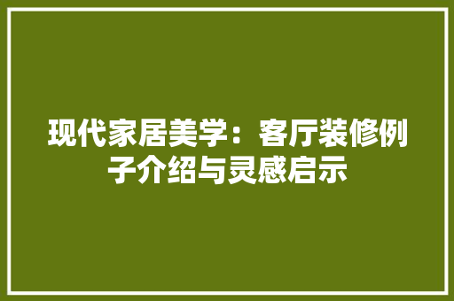 现代家居美学：客厅装修例子介绍与灵感启示