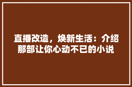 直播改造，焕新生活：介绍那部让你心动不已的小说