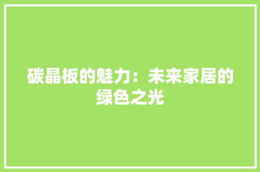 碳晶板的魅力：未来家居的绿色之光
