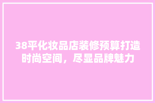 38平化妆品店装修预算打造时尚空间，尽显品牌魅力