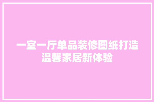 一室一厅单品装修图纸打造温馨家居新体验