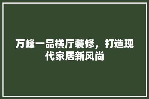 万峰一品横厅装修，打造现代家居新风尚