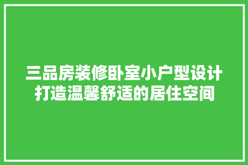 三品房装修卧室小户型设计打造温馨舒适的居住空间