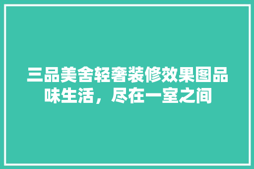 三品美舍轻奢装修效果图品味生活，尽在一室之间