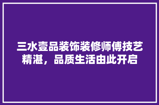 三水壹品装饰装修师傅技艺精湛，品质生活由此开启